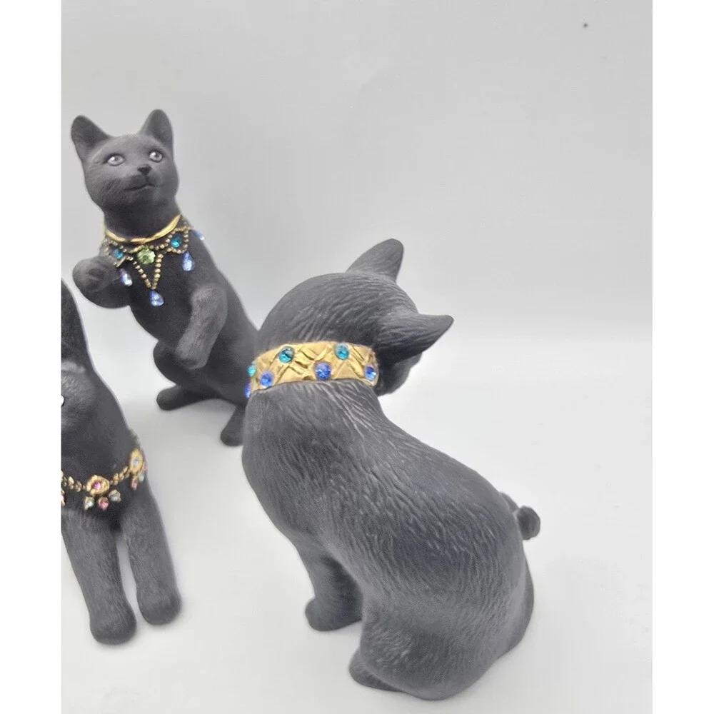 Set of 4 Lenox Jeweled Black Cat Collection